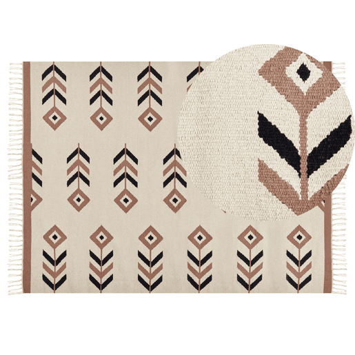 Tapete NIAVAN Creme 140 x 200 cm Algodão Kilim