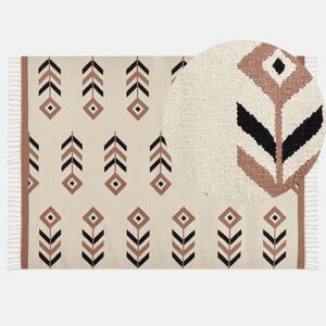 Tapete NIAVAN Creme 140 x 200 cm Algodão Kilim