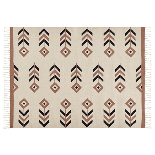 Tapete NIAVAN Creme 140 x 200 cm Algodão Kilim