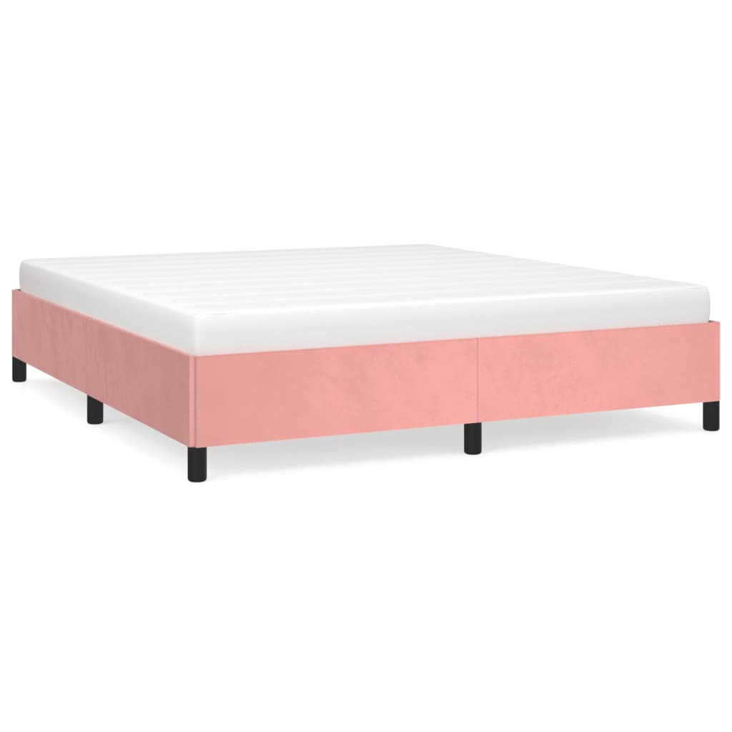 Estructura de cama de terciopelo rosa 160x200 cm