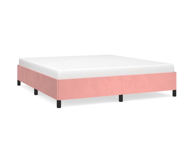 Estructura de cama de terciopelo rosa 160x200 cm