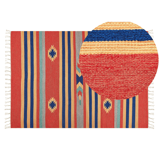 Tapete HATIS Multicolor 140 x 200 cm Algodão Kilim Tapete HATIS Multicolor 140 x 200 cm Algodão Kilim