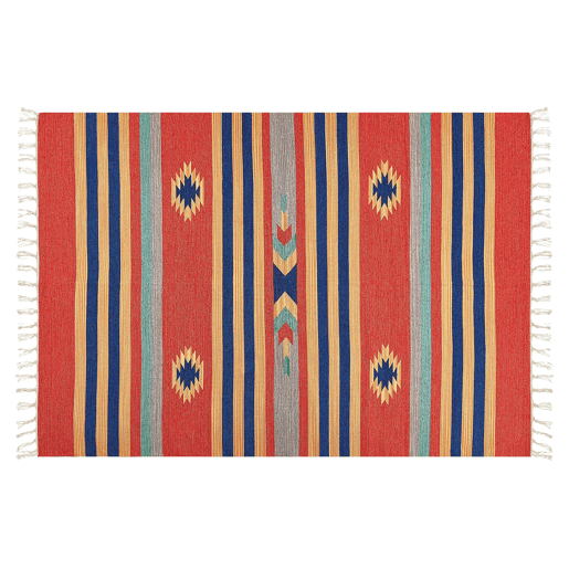 Tapete HATIS Multicolor 140 x 200 cm Algodão Kilim Tapete HATIS Multicolor 140 x 200 cm Algodão Kilim