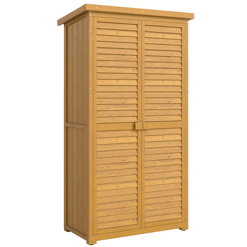 Outsunny cobertizo de madera caseta de madera 0,31 m² 87x46,5x160 cm armario exterior de madera con 2 puertas y 2 estantes interior para patio terraza natural
