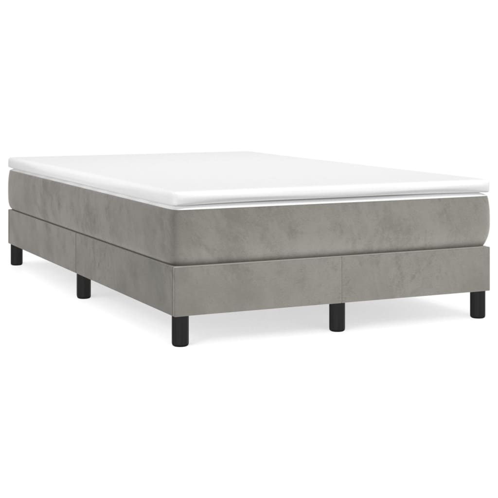 Cama box spring con colchón terciopelo gris claro 120x200 cm