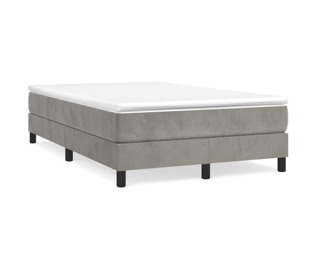 Cama box spring con colchón terciopelo gris claro 120x200 cm