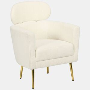 HOMCOM Poltrona Sala de Estar Individual Estofada com Apoio para a Cabeça e Pés de Metal para Dormitório Escritório Carga Máxima 125 kg 71x65x90 cm Creme