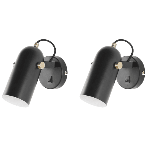 Conjunto de 2 candeeiros de foco TYRIA Ajustável Metal Preto
