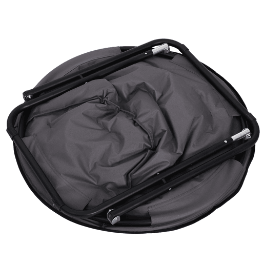 Outsunny Cadeira de Lua Cadeira Redonda de Lua com Assento de Tecido Oxford e Pés de Metal Carga Máxima 120 kg para Campismo Praia Varanda Pátio 80x80x75 cm Cinza
