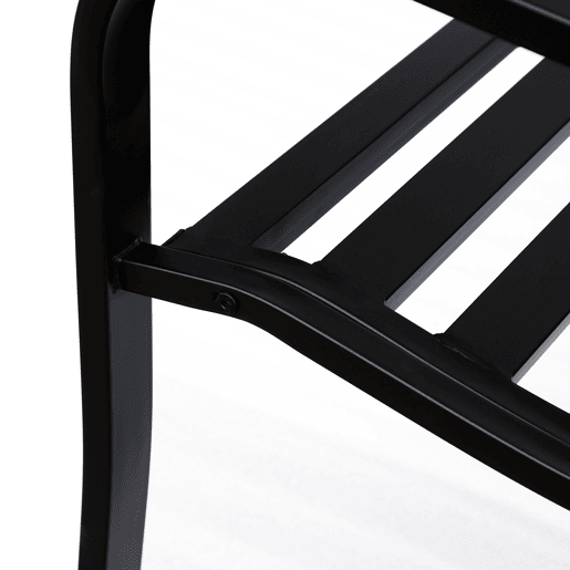 Outsunny Banco de Jardim de Aço Banco de Exterior com Encosto e Apoio para os Braços Carga Máxima 240 kg para Pátio Varanda 127x60x89 cm Preto