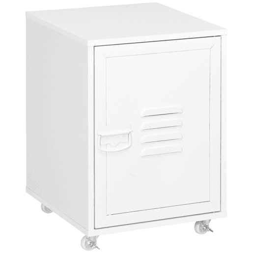 Vinsetto Bloco de Gavetas de Escritório Móvel Arquivador com Rodas Prateleira Ajustável e Porta de Metal para Arquivos A4 para Estúdio 38x38,5x55,5 cm Branco
