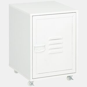 Vinsetto Bloco de Gavetas de Escritório Móvel Arquivador com Rodas Prateleira Ajustável e Porta de Metal para Arquivos A4 para Estúdio 38x38,5x55,5 cm Branco