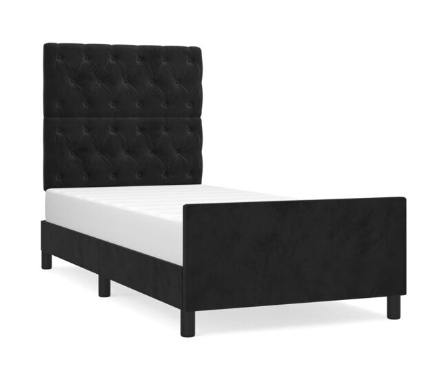 Estructura de cama con cabecero de terciopelo negro 80x200 cm diseño de botones