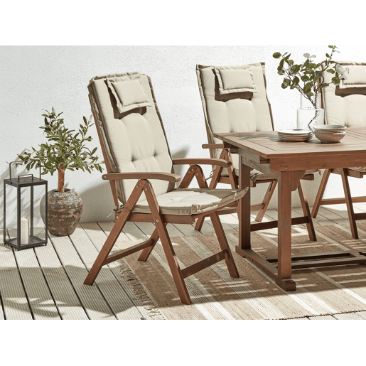 Conjunto de 6 cadeiras de jardim com almofadas AMANTEA Madeira de acácia Taupe