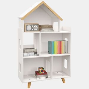 ZONEKIZ Estante para Crianças Organizador Infantil de 3 Níveis para Brinquedos Carga Máxima 50 kg para Sala de Jogos Dormitório Escola Infantil 65x25x108,5 cm Branco
