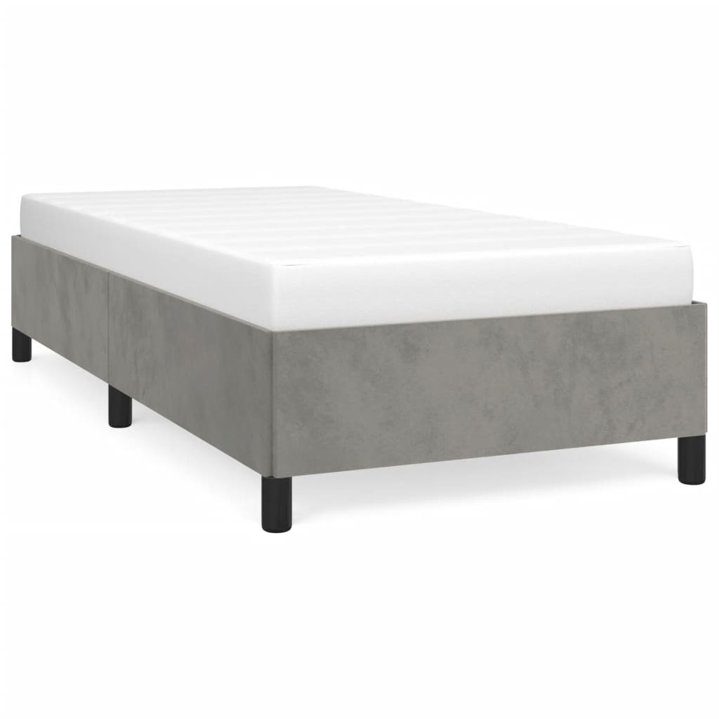 Estructura de cama de terciopelo gris claro 90x190 cm
