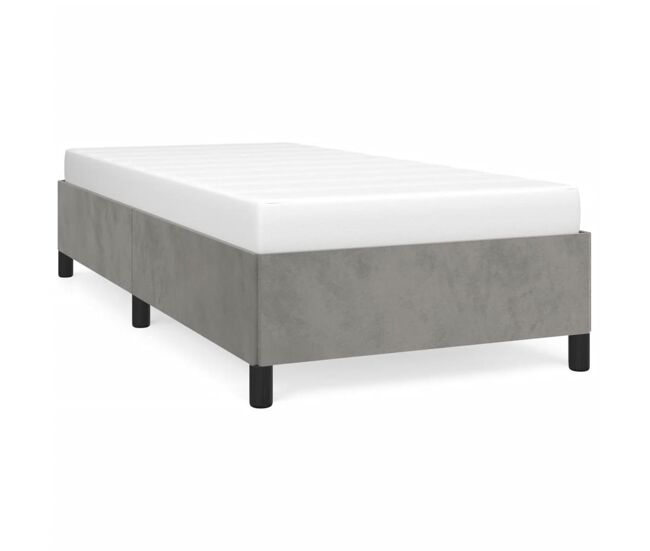 Estructura de cama de terciopelo gris claro 90x190 cm