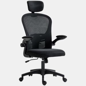 Vinsetto Cadeira de Escritório Basculante Cadeira de Escritório Giratória com Encosto Alto Apoio para a Cabeça Ajustável Suporte Lombar Apoio para os Braços Dobrável e Altura Ajustável Carga 120 kg 62x64x112-120 cm Preto