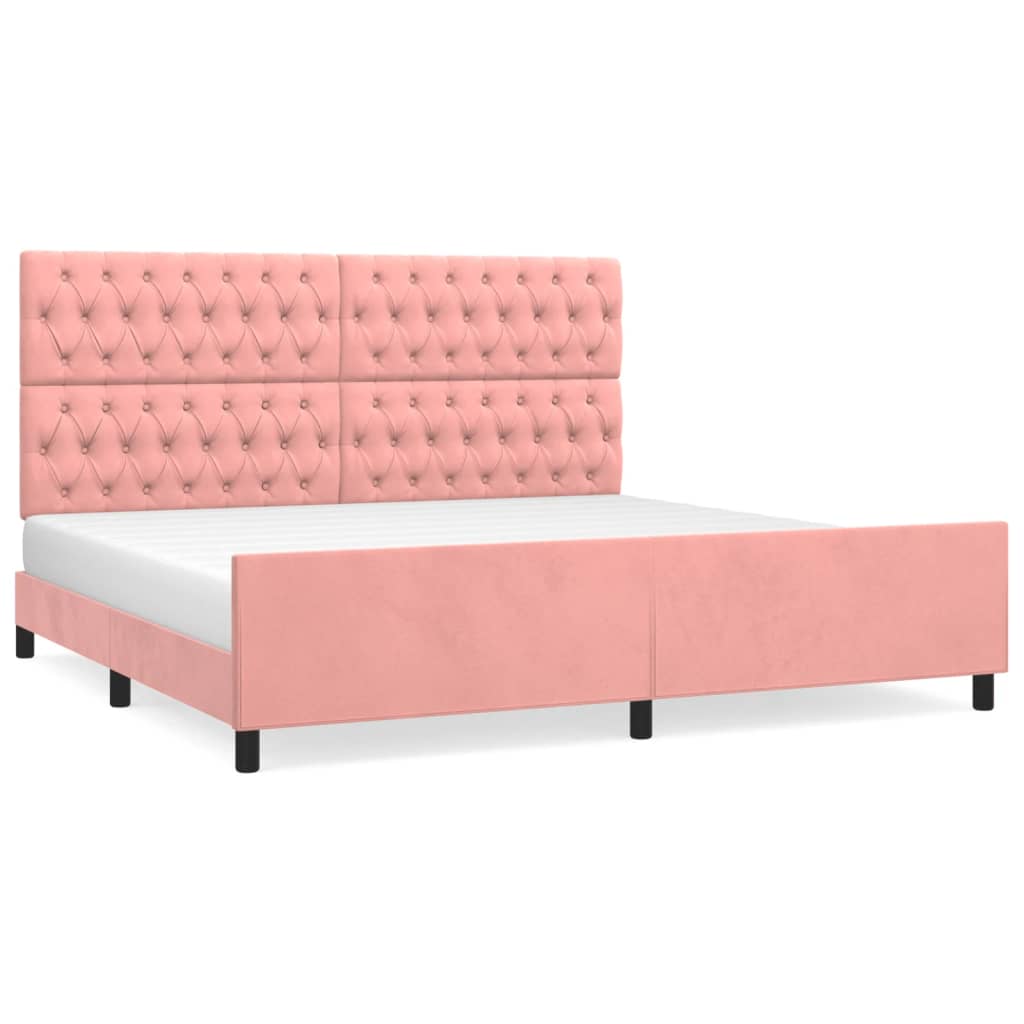 Estructura de cama con cabecero de terciopelo rosa 200x200 cm diseño de botones