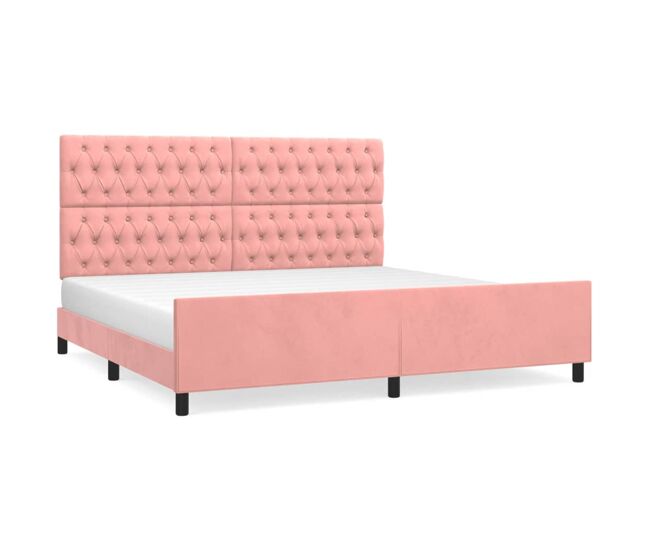 Estructura de cama con cabecero de terciopelo rosa 200x200 cm diseño de botones