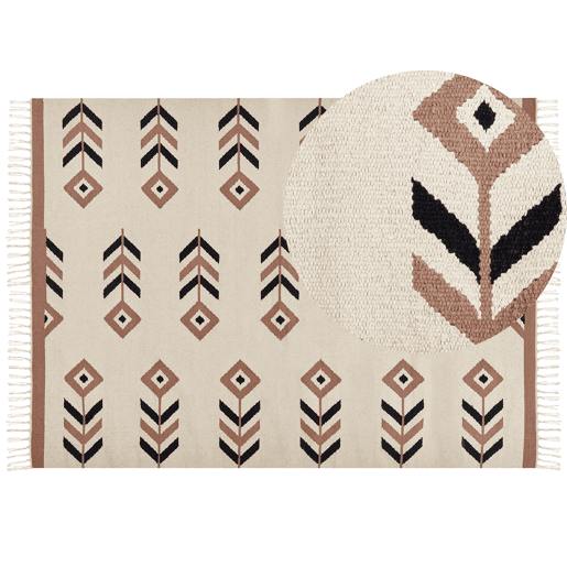 Tapete NIAVAN Creme 200 x 300 cm Algodão Kilim