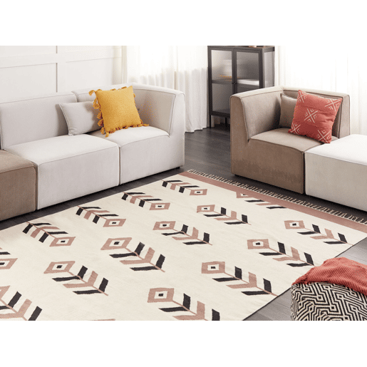 Tapete NIAVAN Creme 200 x 300 cm Algodão Kilim