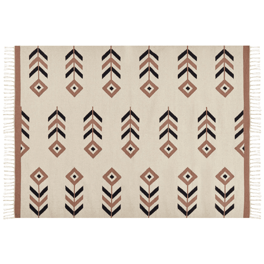 Tapete NIAVAN Creme 200 x 300 cm Algodão Kilim
