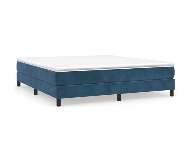 Cama box spring con colchón terciopelo azul oscuro 180x200 cm