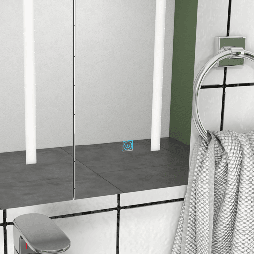 kleankin Armário Casa de Banho com Espelho e Luz LED Móvel Casa de Banho de Parede com 3 Portas Prateleiras Ajustáveis Interruptor Tátil 90x15x70 cm Branco Brilhante