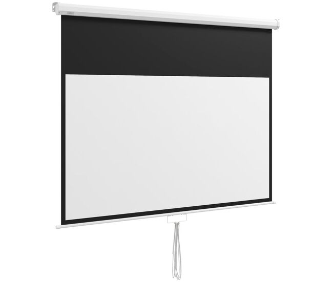 Homcom pantalla de proyector manual 80 pulgadas pantalla de proyección portátil formato 16:9 con altura ajustable para interior y exterior eventos deportivos cine en casa 172x96 cm blanco