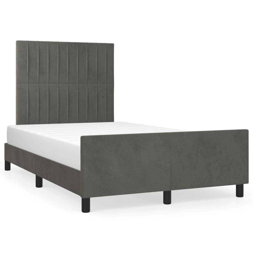 estructura cama con cabecero terciopelo gris oscuro 120x200 cm rayas verticales