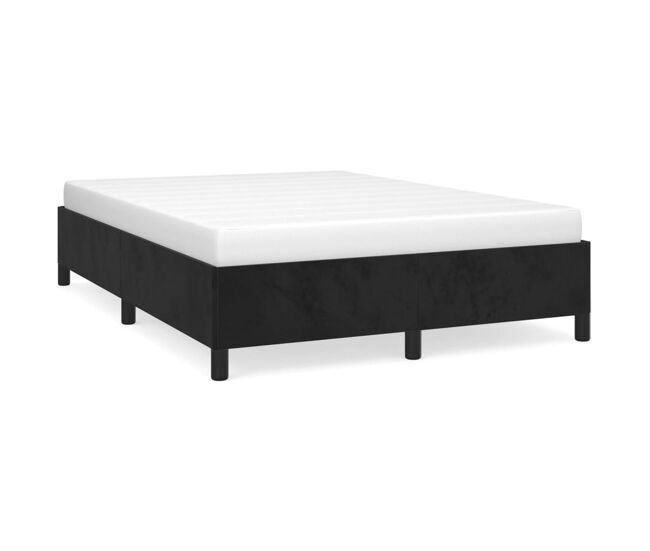 Estructura de cama de terciopelo negro 140x190 cm