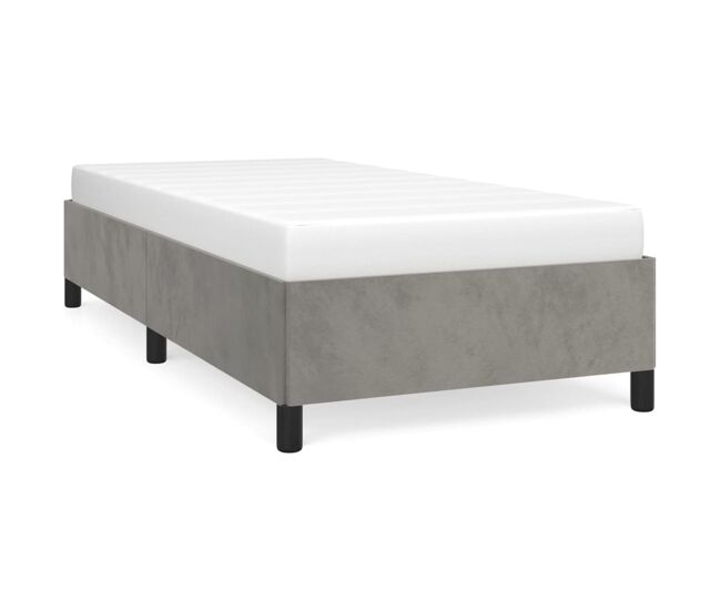 Estructura de cama de terciopelo gris claro 90x200 cm