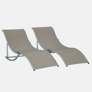 Outsunny Conjunto de 2 Espreguiçadeiras de Jardim em Forma de S com Estrutura de Aluminio e Textilene para Piscina Pátio Varanda 165x61x63 cm Cinza