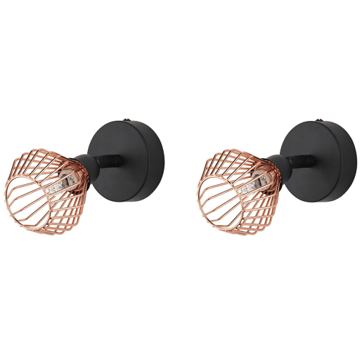 Conjunto de 2 candeeiros de foco VOLGA Ajustável Metal Preto