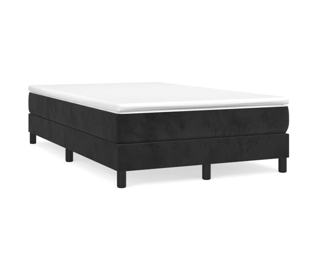 Cama box spring con colchón terciopelo negro 120x200 cm