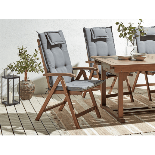Conjunto de 6 cadeiras de jardim com almofadas AMANTEA Madeira de acácia Cinzento