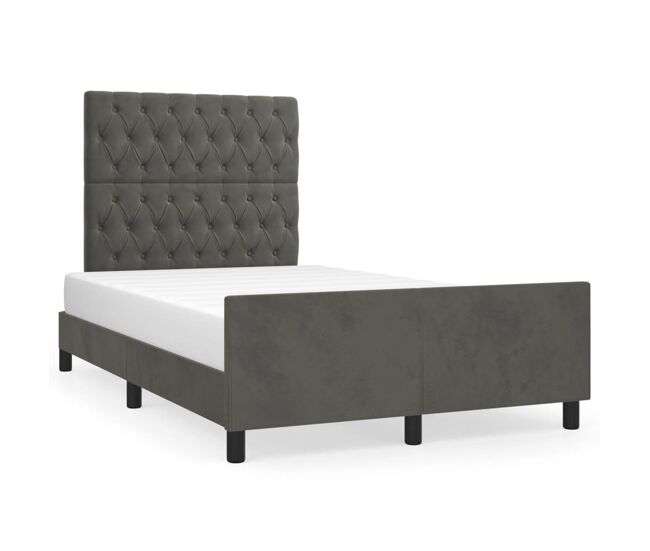 Estructura cama con cabecero terciopelo gris oscuro 120x200 cm diseño de botones
