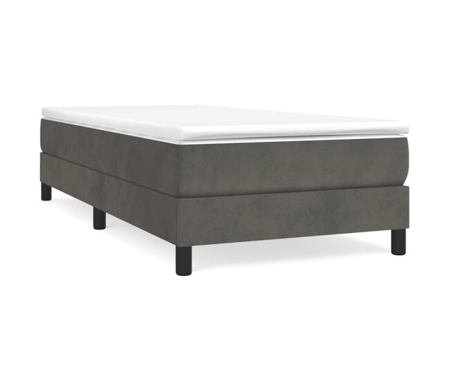 Cama box spring con colchón terciopelo gris oscuro 80x200 cm