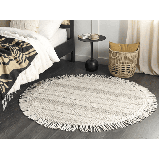 Tapete BALTALAR Creme ø 140 cm Lã Tapete BALTALAR Creme ø 140 cm Lã