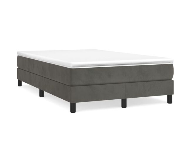 Cama box spring con colchón terciopelo gris oscuro 120x200 cm