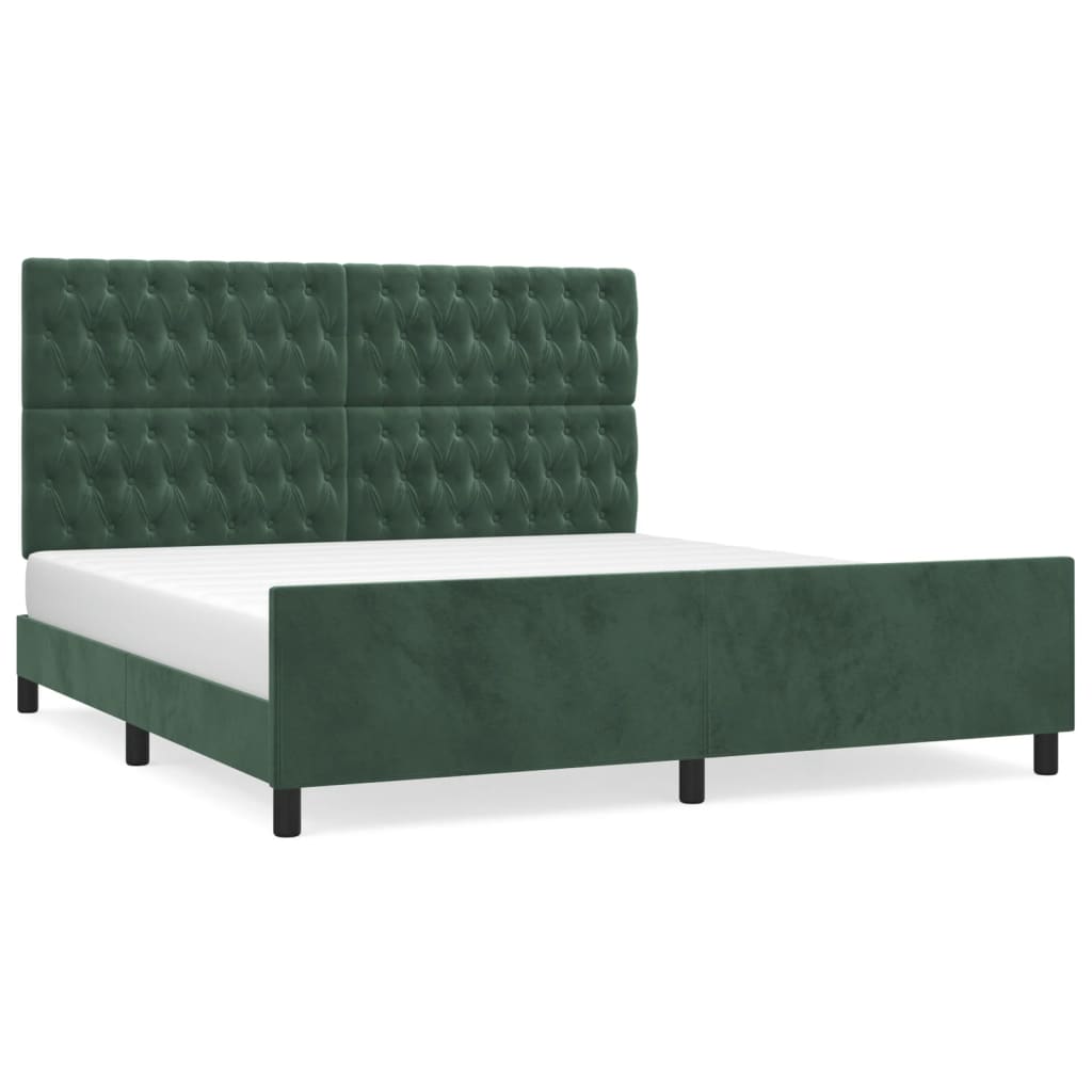 estructura cama con cabecero terciopelo verde oscuro 180x200 cm diseno de botones