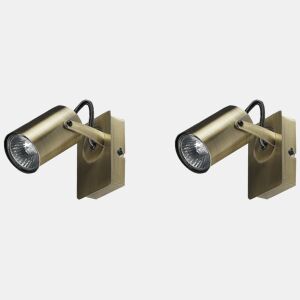 Conjunto de 2 candeeiros de foco KLIP Ajustável Metal Latão