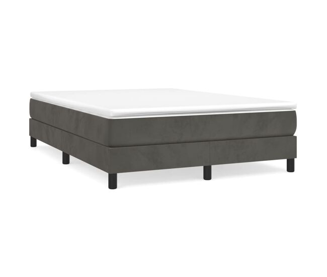 Cama box spring con colchón terciopelo gris oscuro 140x190 cm