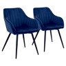 Juego de 2 sillas de terciopelo azul BERTILLE
