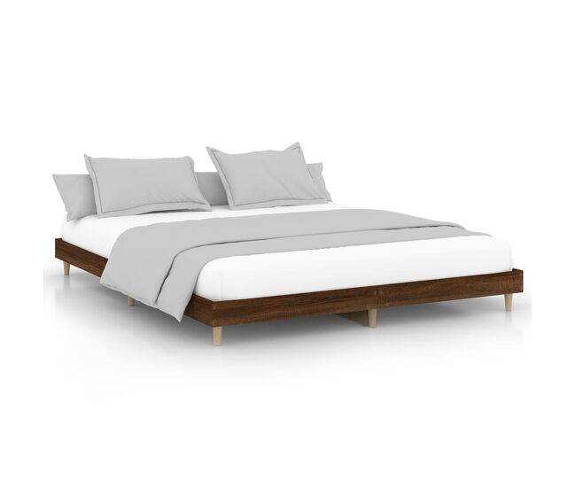Estructura de cama madera contrachapada marrón roble 120x200 cm