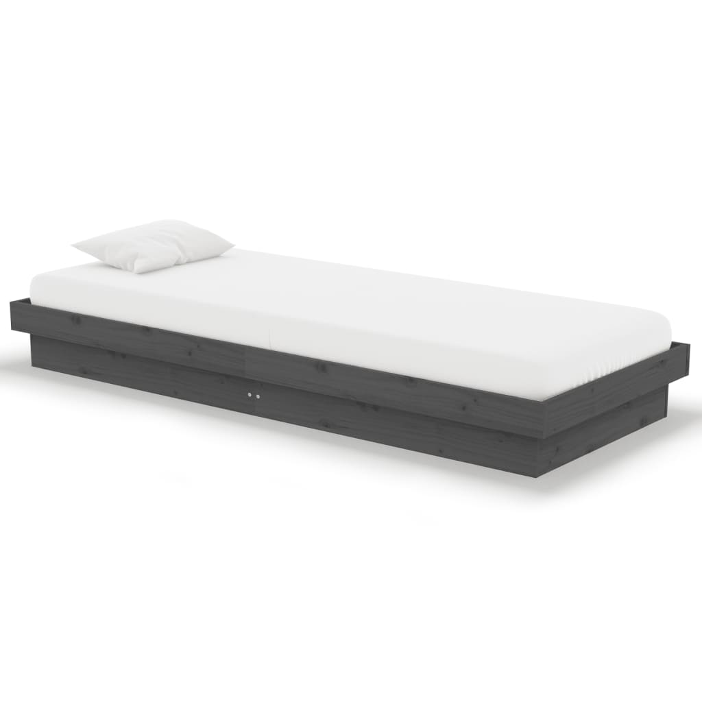 Estructura de cama individual madera maciza gris 2ft6 75x190 cm