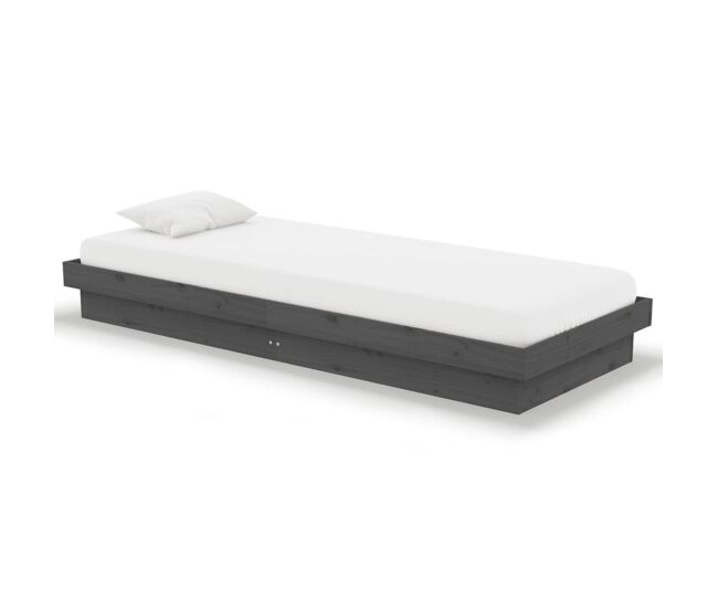Estructura de cama individual madera maciza gris 2ft6 75x190 cm
