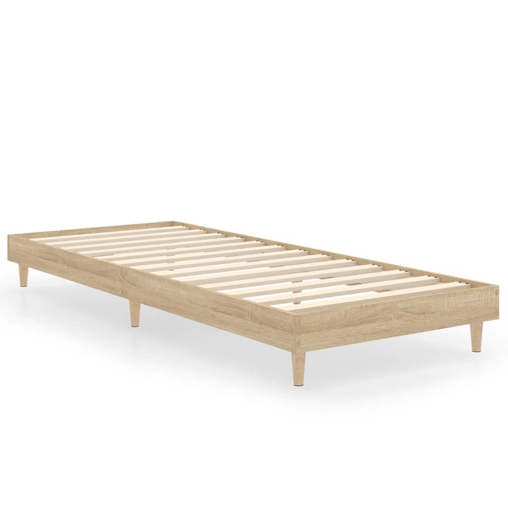 Estructura de cama madera contrachapada roble sonoma 75x190 cm