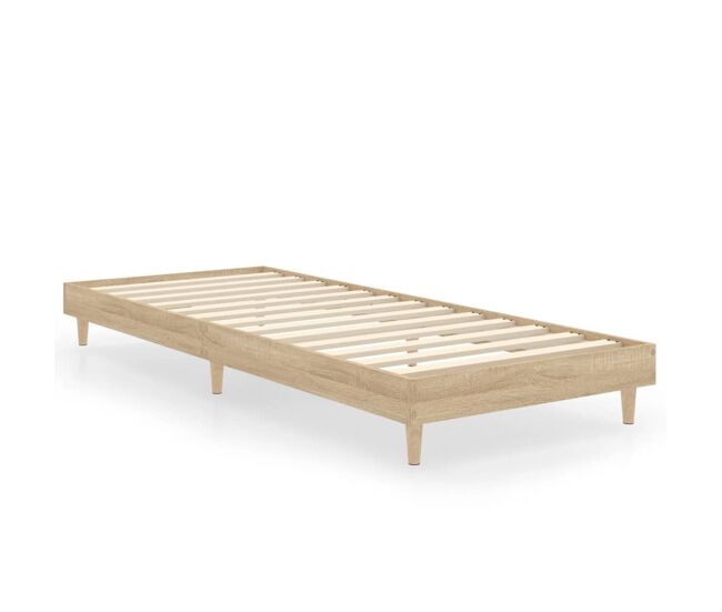 Estructura de cama madera contrachapada roble sonoma 75x190 cm